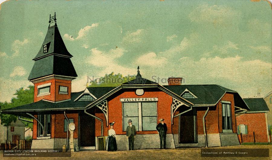 Postcard: Passenger Station, New York, New Haven & Hartford Railroad, Valley Falls, Rhode Island